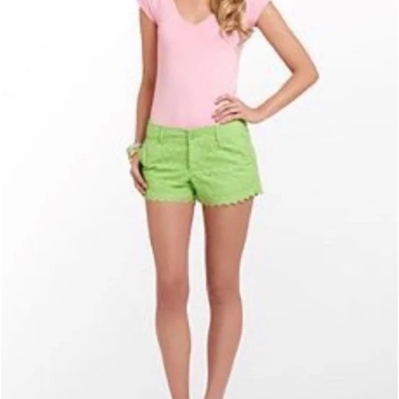 Lilly Pulitzer Green Floral Crochet Walsh Short Women's 6 - Picture 5 of 9